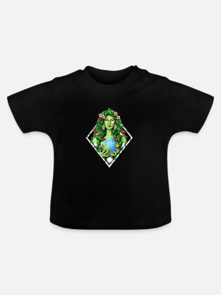 Gaia Mutter Erde Göttin - Baby Bio-T-Shirt mit Rundhals - Schwarz