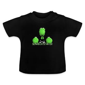 Start - Abheben - lustig - Baby Bio-T-Shirt mit Rundhals - Schwarz - Vorne