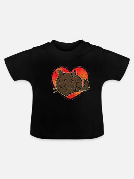chinchilla - Ekologisk T-shirt med rund hals baby - svart