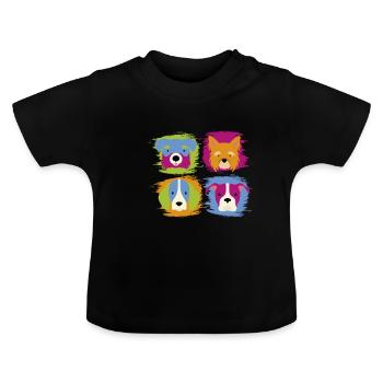 Chien et chien - T-shirt bio col rond Bébé - noir - Devant