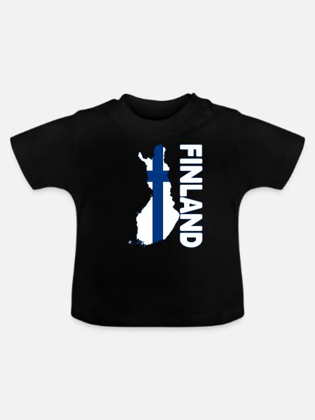 Finland Land und Länder - Baby Bio-T-Shirt mit Rundhals - Schwarz