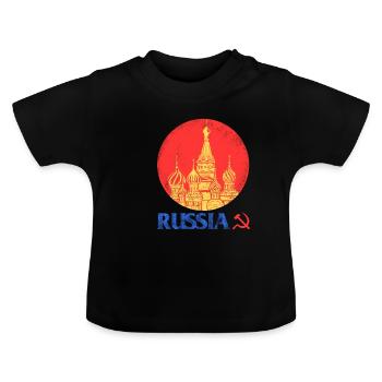 Russie - T-shirt bio col rond Bébé - noir - Devant