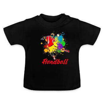 handball - T-shirt bio col rond Bébé - noir - Devant