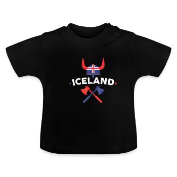 Islande - T-shirt bio col rond Bébé - noir - Devant