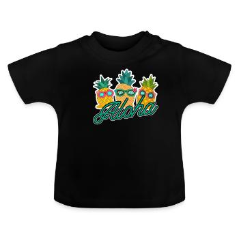 Hawaï - T-shirt bio col rond Bébé - noir - Devant