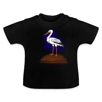 Storch - Baby Bio-T-Shirt mit Rundhals - Schwarz - Vorne