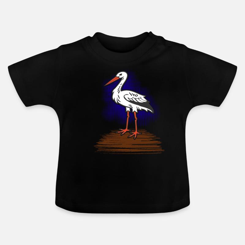 cigogne - T-shirt bio col rond Bébé - noir