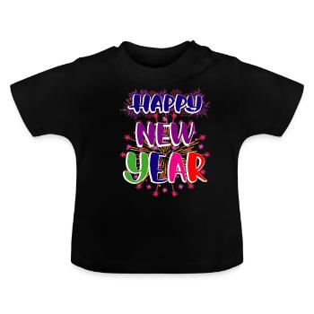 Neujahr Happy New year - Baby Bio-T-Shirt mit Rundhals - Schwarz - Vorne
