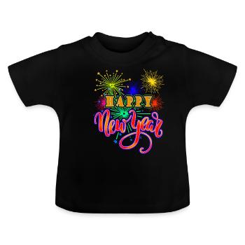 Neujahr Happy New year - Baby Bio-T-Shirt mit Rundhals - Schwarz - Vorne