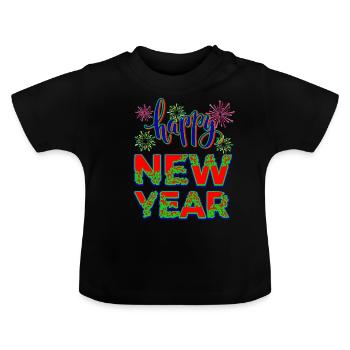 Neujahr Happy New year - Baby Bio-T-Shirt mit Rundhals - Schwarz - Vorne