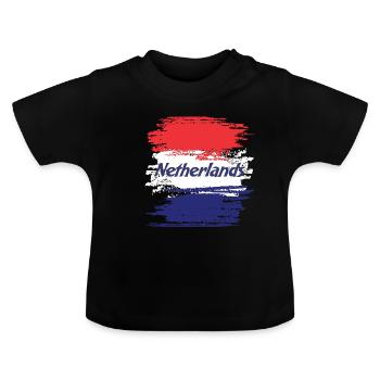 Netherlands - Baby Organic T-Shirt with Round Neck - black - Front