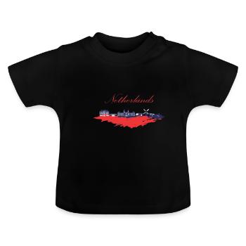 Netherlands - Baby Organic T-Shirt with Round Neck - black - Front