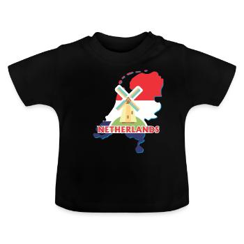 Netherlands - Baby Organic T-Shirt with Round Neck - black - Front