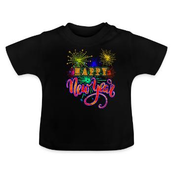 Neues Jahr Silvester Neujahr Mitternacht - Baby Bio-T-Shirt mit Rundhals - Schwarz - Vorne