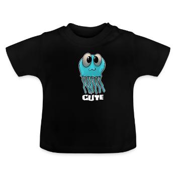 Qualle Meerestier Ozean Stechen Gift Geschenk - Baby Bio-T-Shirt mit Rundhals - Schwarz - Vorne