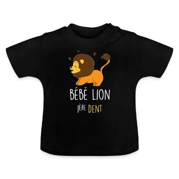 Bébé première dent humour bébé, nourisson - T-shirt bio col rond Bébé - noir - Devant
