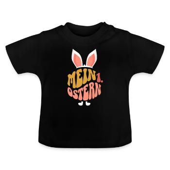 Mein Erstes Ostern - Baby Bio-T-Shirt mit Rundhals - Schwarz - Vorne