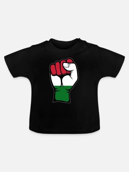Ungarn Flagge Faust Hand - Baby Bio-T-Shirt mit Rundhals - Schwarz