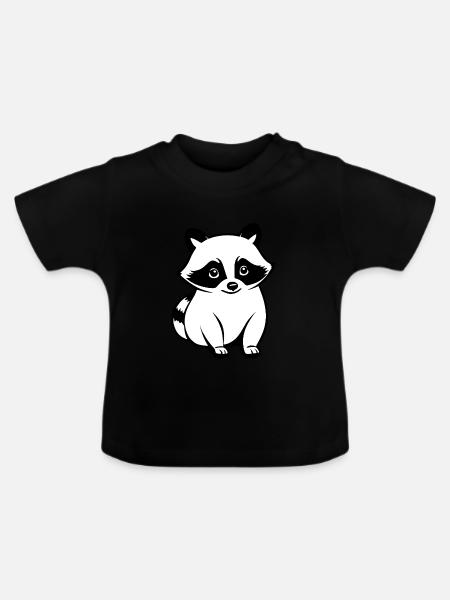 Waschbären Liebe - Pet Design - Baby Bio-T-Shirt mit Rundhals - Schwarz