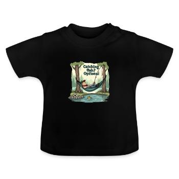 Attraper du poisson ? Optionnel! Chemise de pêche pêcheur - T-shirt bio col rond Bébé - noir - Devant