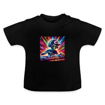 Techno Tourist Alien DJ Rave EDM Festival Outfit - Baby Bio-T-Shirt mit Rundhals - Schwarz - Vorne