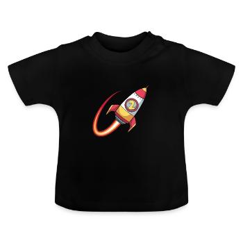 Cadeau anniversaire Bébé 2 ans Dessin Fusée - T-shirt bio col rond Bébé - noir - Devant