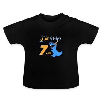 Anniversaire Garçon Sept ans Dinosaure J'ai 7 Ans - T-shirt bio col rond Bébé - noir - Devant
