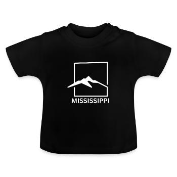 Hiking Mississippi Minimalistic Mountains Nature - Baby Organic T-Shirt with Round Neck - black - Front
