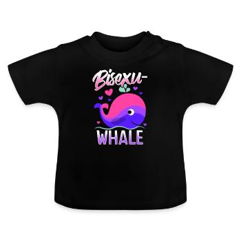 BisexuWHALE Funny Bisexual Pride Illustration - Baby Organic T-Shirt with Round Neck - black - Front