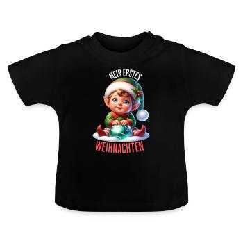 Mein Erstes Weihnachten süßer Baby Elf - Baby Bio-T-Shirt mit Rundhals - Schwarz - Vorne