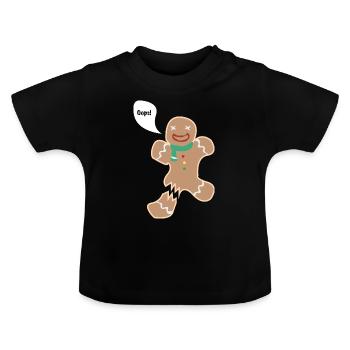 Lebkuchenmann - Bein gebrochen. - Baby Bio-T-Shirt mit Rundhals - Schwarz - Vorne