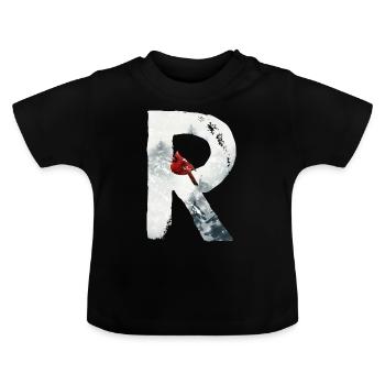 R – caractère décoratif – hiver - T-shirt bio col rond Bébé - noir - Devant