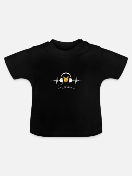 musique - T-shirt bio col rond Bébé - noir