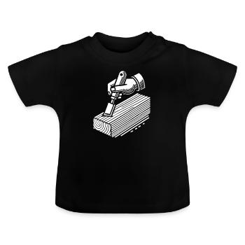 Wood Carving Design - Baby Organic T-Shirt with Round Neck - black - Front