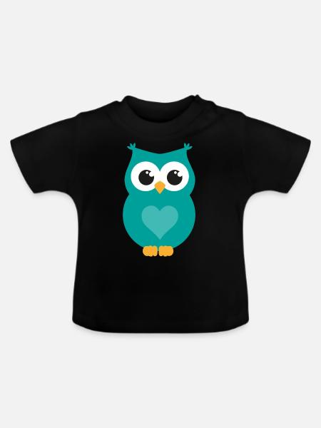 Eule - Baby Bio-T-Shirt mit Rundhals - Schwarz