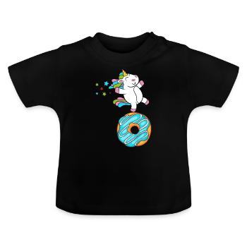 Donuts Confiserie Cookie Törtchen Kuchen Torten - Baby Bio-T-Shirt mit Rundhals - Schwarz - Vorne