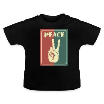 Frieden - Baby Bio-T-Shirt mit Rundhals - Schwarz - Vorne