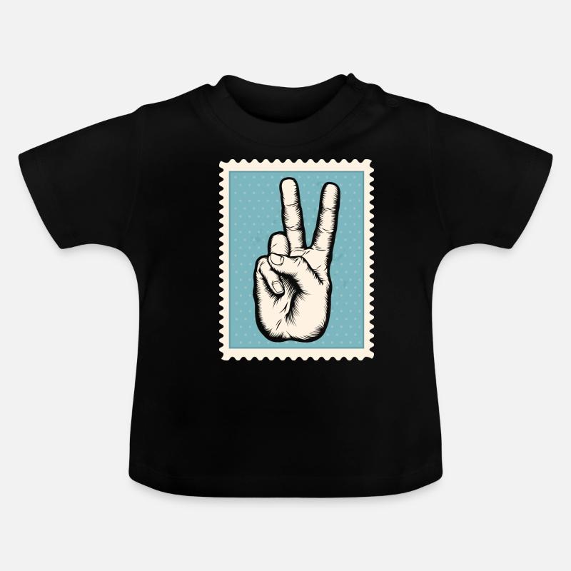 Paix - T-shirt bio col rond Bébé - noir