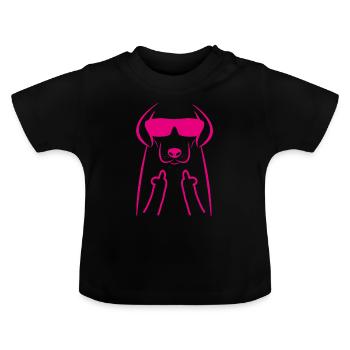 Chien d'amour doigt de dessin animé - T-shirt bio col rond Bébé - noir - Devant