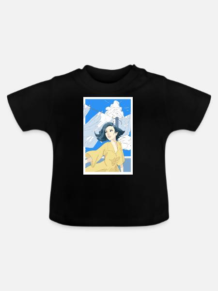 Frau mit gelben Kleid - Baby Bio-T-Shirt mit Rundhals - Schwarz