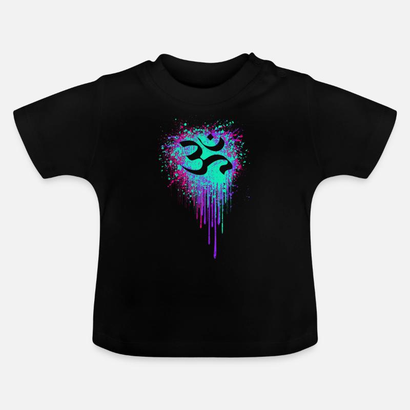 Psy OM Psytrance Shiva Buddha Goa Hindu - T-shirt bio col rond Bébé - noir