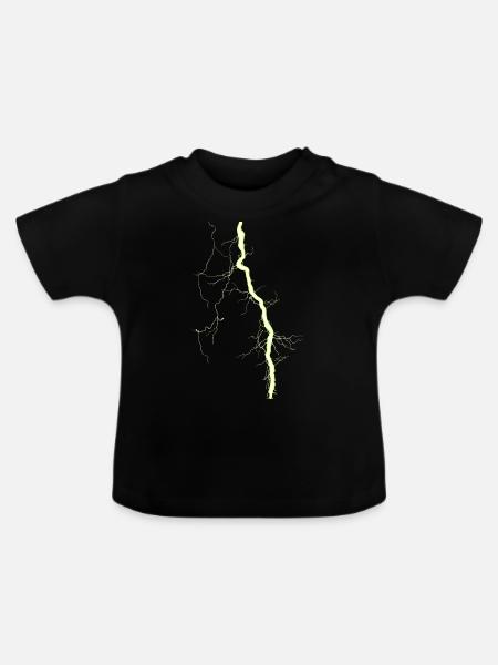 Blitz gelb - Baby Bio-T-Shirt mit Rundhals - Schwarz