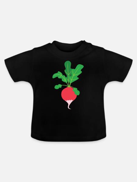 Radieschen - Baby Bio-T-Shirt mit Rundhals - Schwarz