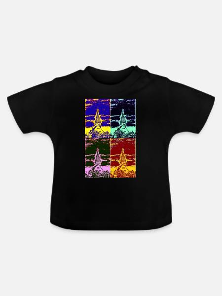 Die Kirche im Dorf - Baby Bio-T-Shirt mit Rundhals - Schwarz