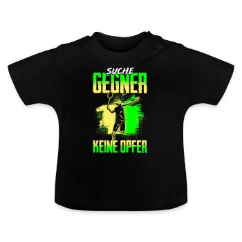 Federball Badminton Suche Gegner Keine Opfer - Baby Bio-T-Shirt mit Rundhals - Schwarz - Vorne