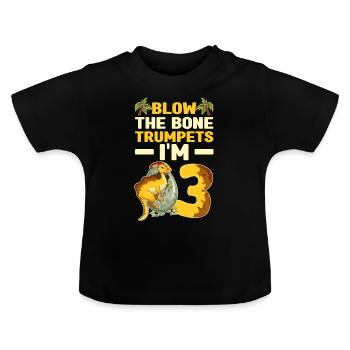 Dinosaurier Geburtstagsgeschenke Kinder | Dinos - Baby Bio-T-Shirt mit Rundhals - Schwarz - Vorne