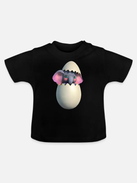 Babyelefant-Schlüpf - Baby Bio-T-Shirt mit Rundhals - Schwarz