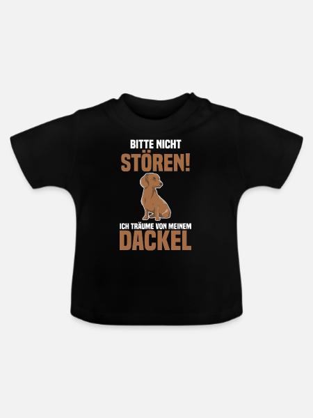 Hund Dackel - Baby Bio-T-Shirt mit Rundhals - Schwarz