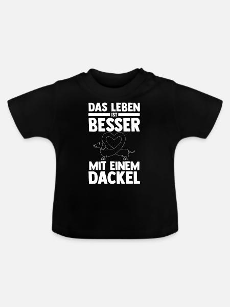 Hund Dackel - Baby Bio-T-Shirt mit Rundhals - Schwarz