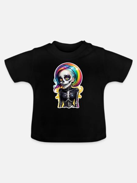 Halloween - Rock & Regenbogen - Baby Bio-T-Shirt mit Rundhals - Schwarz
